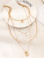 Fashion Golden Embossed Portrait Multi-layer Pearl Lock Oil Drop Eye Necklace