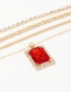 Fashion Red Multilayer Necklace With Diamonds And Rectangular Ruby ??pendants