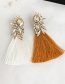 Fashion Champagne + Ginger Alloy Rhinestone Water Drop Long Tassel Stud Earrings