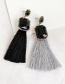Fashion Grey + Champagne Alloy Rhinestone Square Long Fringe Stud Earrings