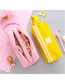 Fashion Yellow Large Capacity Pencil Case With Stitching Letters