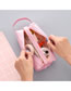 Fashion Pink Large Capacity Pencil Case With Stitching Letters
