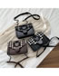 Fashion Coffee Houndstooth Houndstooth Chain Contrast Shoulder Bag