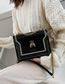 Fashion Black Patent Leather Bee Chain Embroidered Shoulder Cross-body Bag