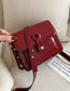 Fashion Coffee Color Patent Leather Diamond Studded Chain Shoulder Bag