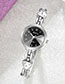Fashion Black Face With Silver Band Bracelet Watch With Diamond Dial And Angular Mirrored Steel Strap