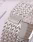 Fashion Golden Quartz Watch With Diamonds And Square Metal Strap