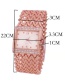 Fashion Rose Gold Quartz Watch With Diamonds And Square Metal Strap