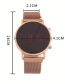 Fashion Rose Gold Watch Led Cold Light Suction Iron Mesh With Electronic Watch