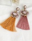 Fashion Pink + Leather Pink Alloy Rhinestone Geometric Tassel Stud Earrings