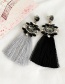 Fashion Black Alloy Rhinestone Geometric Tassel Stud Earrings