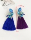 Fashion Purple Alloy Rhinestone Drop Fringe Stud Earrings