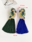 Fashion Royal Blue Alloy Rhinestone Parrot Tassel Stud Earrings