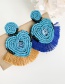 Fashion Royal Blue + Lake Blue Mizhu Love Eye Tassel Stud Earrings