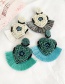 Fashion Royal Blue + Lake Blue Mizhu Love Eye Tassel Stud Earrings