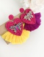 Fashion Pink Alloy Rhinestone Butterfly Beads Love Tassel Earring