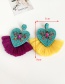 Fashion Purple Alloy Rhinestone Butterfly Beads Love Tassel Earring