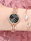 Fashion Rose Gold With Black Face Slim Diamond Watch With Steel Band