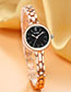 Fashion Rose Gold With Black Face Alloy Quartz Steel Band Watch