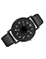 Fashion Black Black Case Pu Turntable Quartz Strap Watch