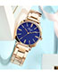Fashion Blue Quartz Watch With Alloy And Diamond Strap