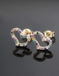 Fashion Gold-plated White Zirconium Copper Plated White Zirconium Color Zirconium Twisted Heart-shaped Stud Earrings