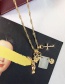 Fashion Golden White Butterfly Shell Square Angel Letter Necklace