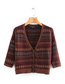Fashion Brown Buttoned Sweater Cardigan With Faux Stones