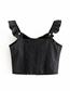 Fashion Black Single-breasted Vest With Ruffle Strap