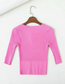 Fashion Rose Red Short V-neck Pullover Sweater Sweater
