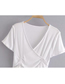 Fashion White Knit V-neck Drawstring Short