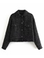Fashion Black Breasted Tweed Coat