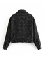 Fashion Black Breasted Tweed Coat