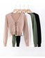 Fashion Army Green V-neck Chest Tie Knit Bottoming Shirt