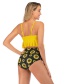 Fashion Yellow High Waist Printed Split Split Swimsuit