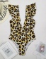 Fashion Yellow Leopard Print V-neck One-piece Swimsuit