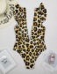 Fashion Yellow Leopard Print V-neck One-piece Swimsuit
