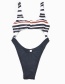 Fashion White + Black Striped Printed One-piece Swimsuit