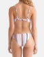 Fashion White Striped Printed Split Swimsuit