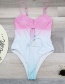 Fashion Pink Gradient Printed One-piece Swimsuit