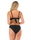 Fashion Black High-waist Checkered Chest Lace-up Split Swimsuit