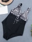 Fashion Black Geometric Print Stitching One-piece Swimsuit