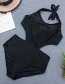 Fashion Black Backless Lace Up One Piece Swimsuit