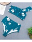 Fashion Green One Shoulder Frill Print High Waist Split Swimsuit