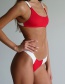 Fashion Red Contrast Stitching Split Swimsuit