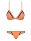 Fashion Orange Mesh Panelled Contrast Split Swimsuit