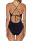 Fashion Tibetan Blue One-piece Swimsuit With Chest Straps