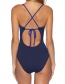 Fashion Tibetan Blue One-piece Swimsuit With Chest Straps