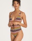Fashion Color Backless Striped Lace Up One Piece Swimsuit