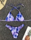 Fashion Purple Tie-dye Halter Split Swimsuit
